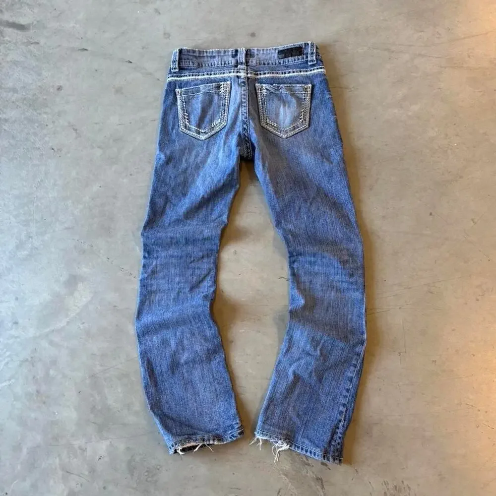 y2k faded washed bootcut flared distressed jeans